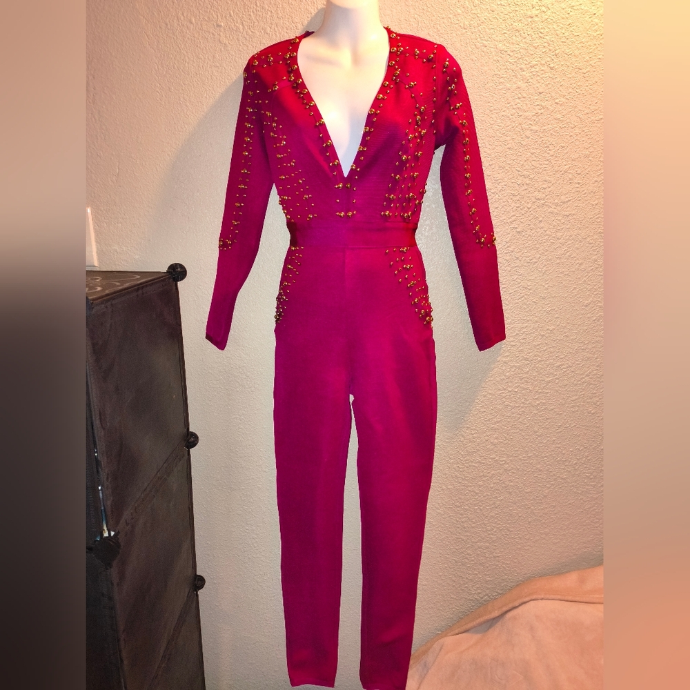 Elegant Pink Studded Jumpsuit